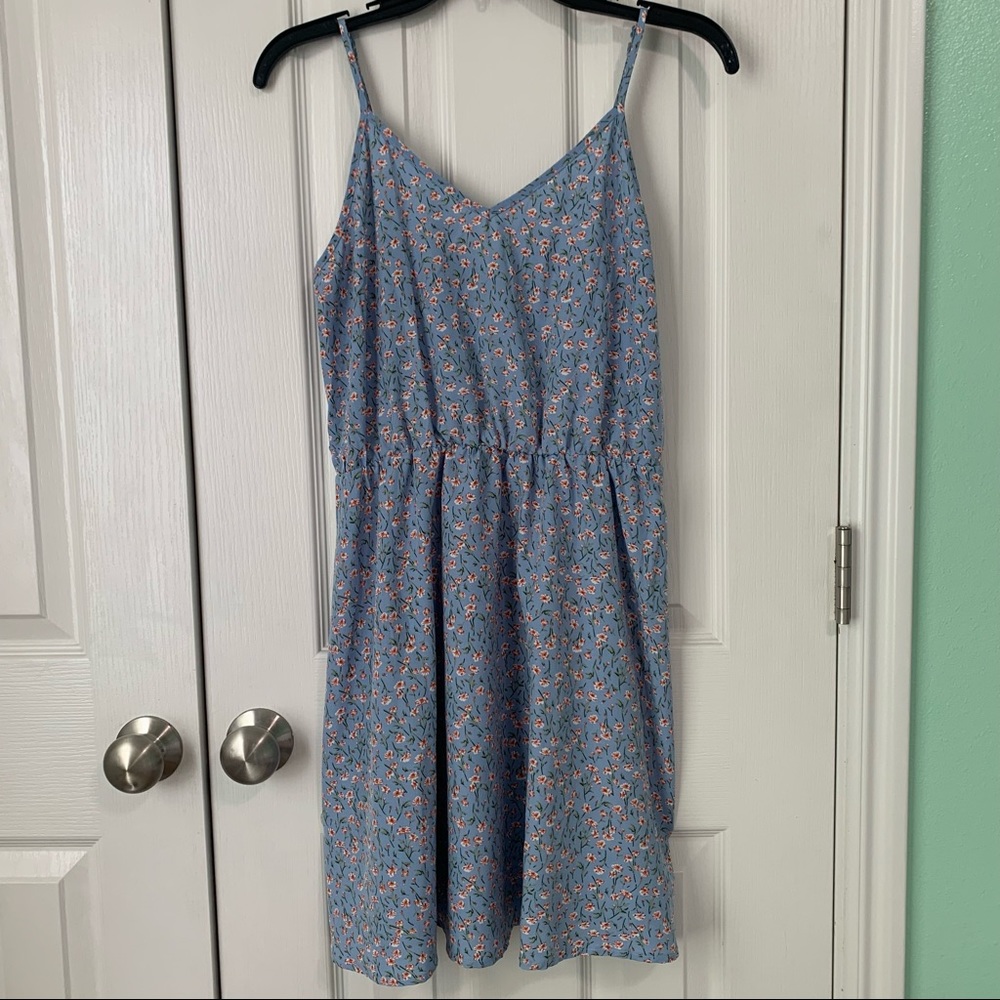 Blue Floral Midi Dress